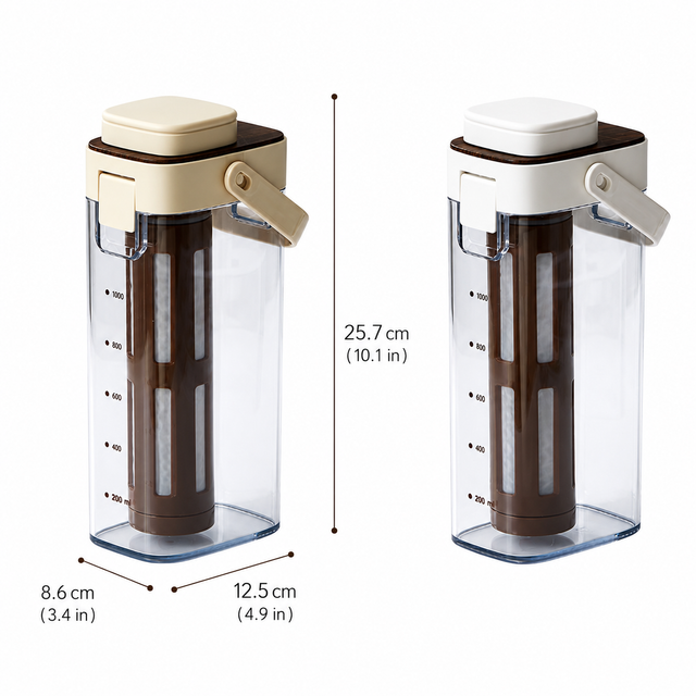 Alternate view of Cold Brew Coffee Pitcher 1000ml with Filter - size and compatibility chart