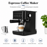 20 Bar Espresso Machine with Steam Wand & 1.8L Tank: black latte