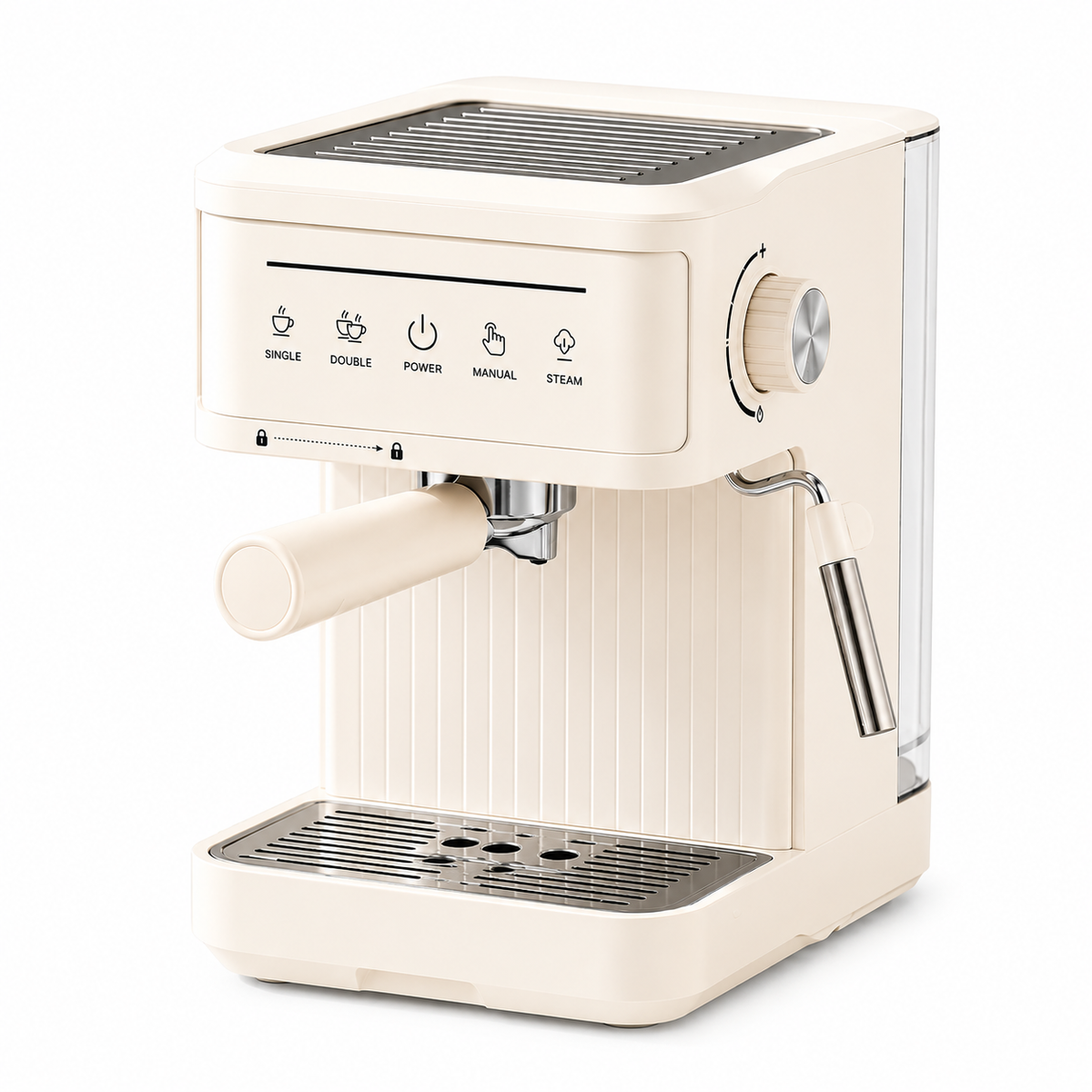 Yozcoffee cream 20 bar espresso coffee maker with touch controls steam wand and removable water tank