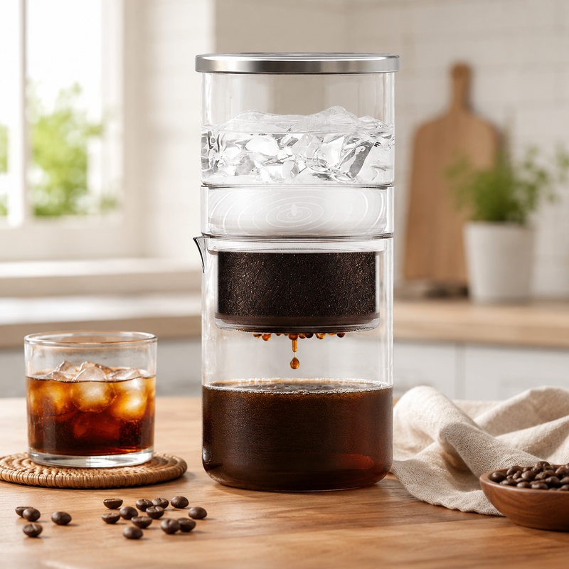 Ice Drip Cold Brew Maker 300ml Glass Slow Drip Transparent: glass slow alternate angle full
