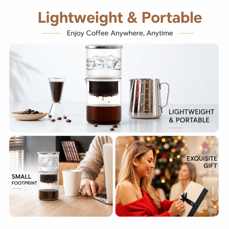 Yozcoffee lightweight portable 300ml ice drip cold brew coffee maker for home office and gifting