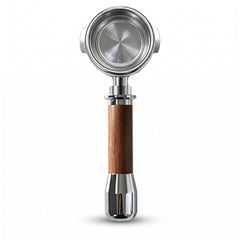 Porte-filtre E61 Yozcoffee 58 mm à manche en bois, sans fond et à bec