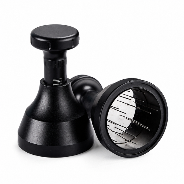 Alternate view of Adjustable WDT Espresso Distributor Tool - side view