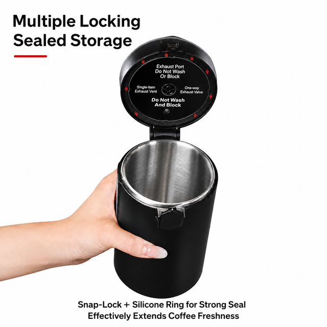 Alternate view of Airtight Coffee Canister 600ml with Gauge - color options