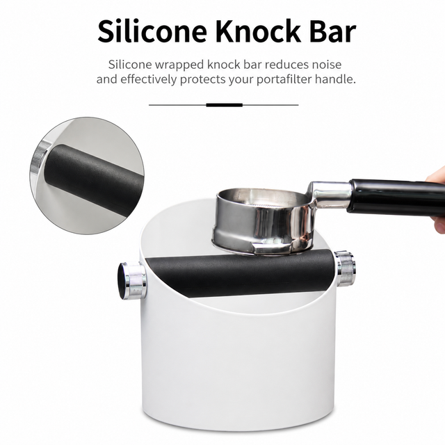 Alternate view of Stainless Steel Coffee Knock Box with Bar - detail view