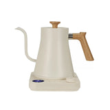 Bouilloire électrique à col de cygne Yozcoffee 0,9 l en acier inoxydable 304 avec contrôle de température, noire/blanche