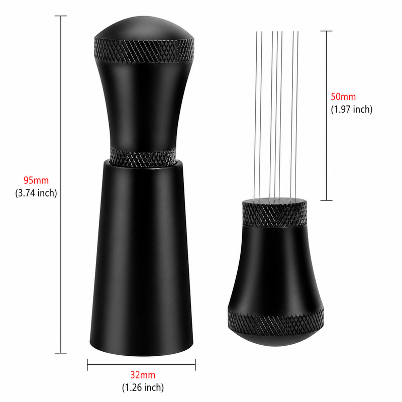 WDT Espresso Distribution Tool 7 Needles - size and compatibility chart