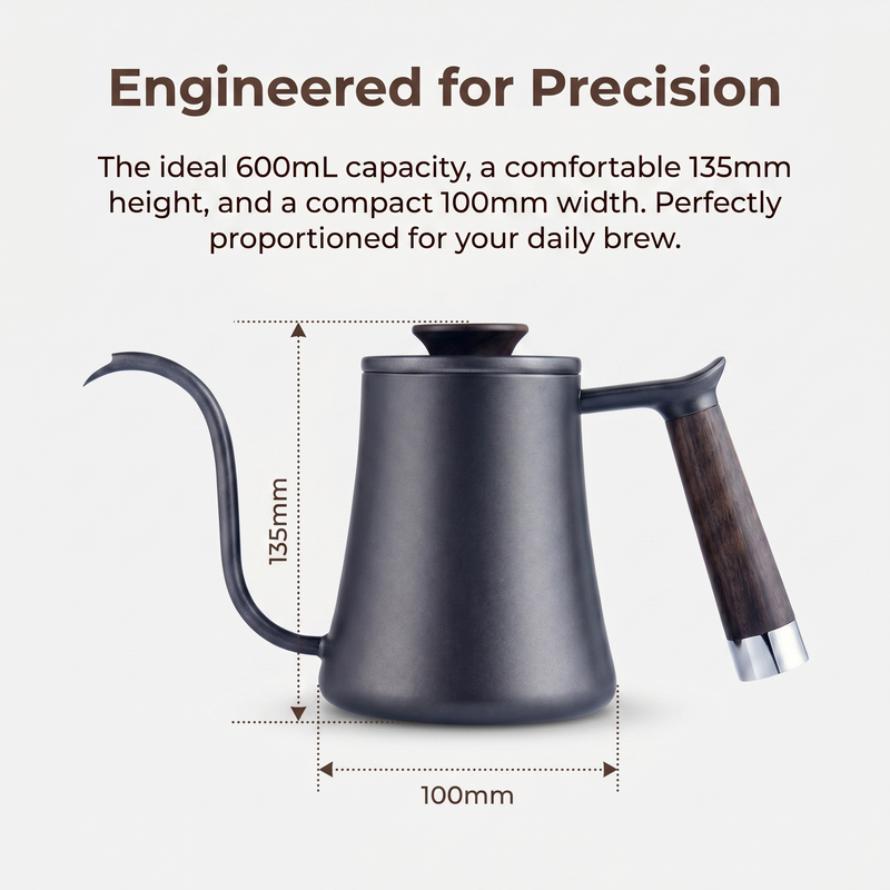 Gooseneck Pour Over Kettle 700ml - size and compatibility chart