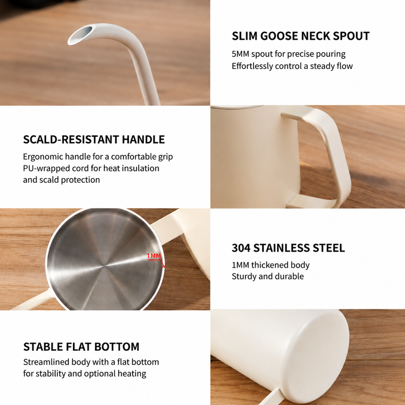 Gooseneck Pour Over Kettle 350ml 5mm Spout - feature details