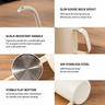 Gooseneck Pour Over Kettle 350ml 5mm Spout - feature details