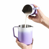 Pichet à lait pour latte art Yozcoffee 350/600 ml en acier inoxydable 304, finition dégradée