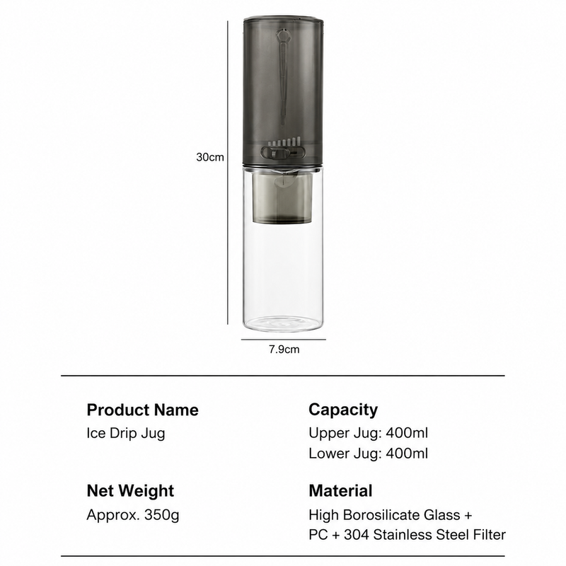 Ice Drip Cold Brew Coffee Jug Adjustable - size and compatibility chart