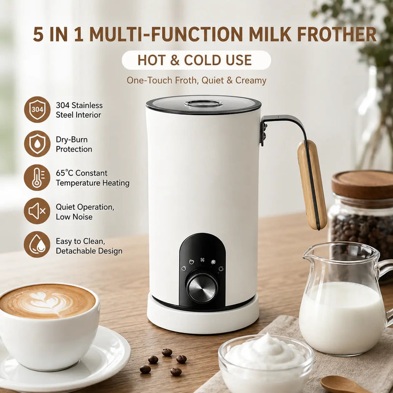 Yozcoffee 5-in-1 Automatic Milk Frother – Hot & Cold Foam for Latte & Cappuccino - image du produit