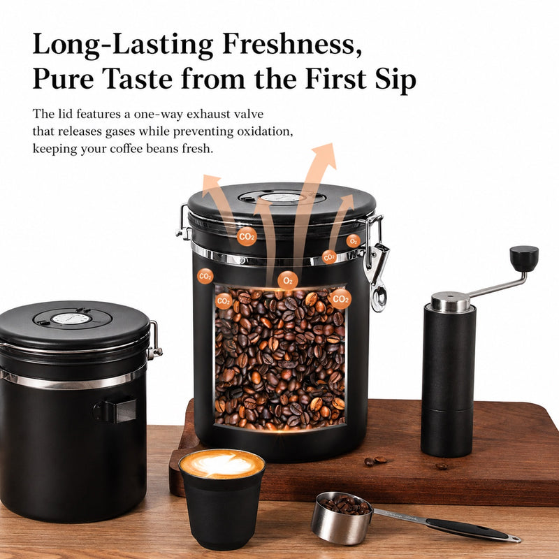 Airtight Coffee Canister 304 Steel One-Way Valve - product photo 7