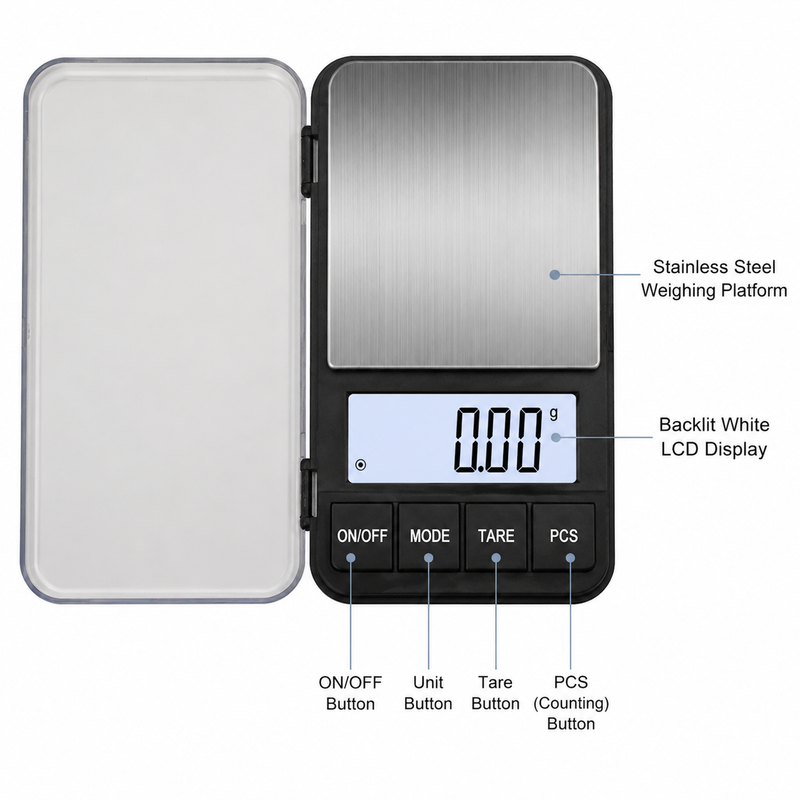 Pocket Coffee Scale 500g 0.01g Backlit LCD - feature details