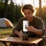 Yozcoffee portable capsule espresso maker used outdoors for camping coffee