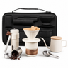 Yozcoffee white 6-piece portable pour-over coffee set with grinder kettle dripper cup canister scoop and carry case