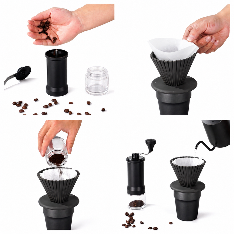 8-Piece Pour Over Coffee Set Burr Grinder - product photo 6