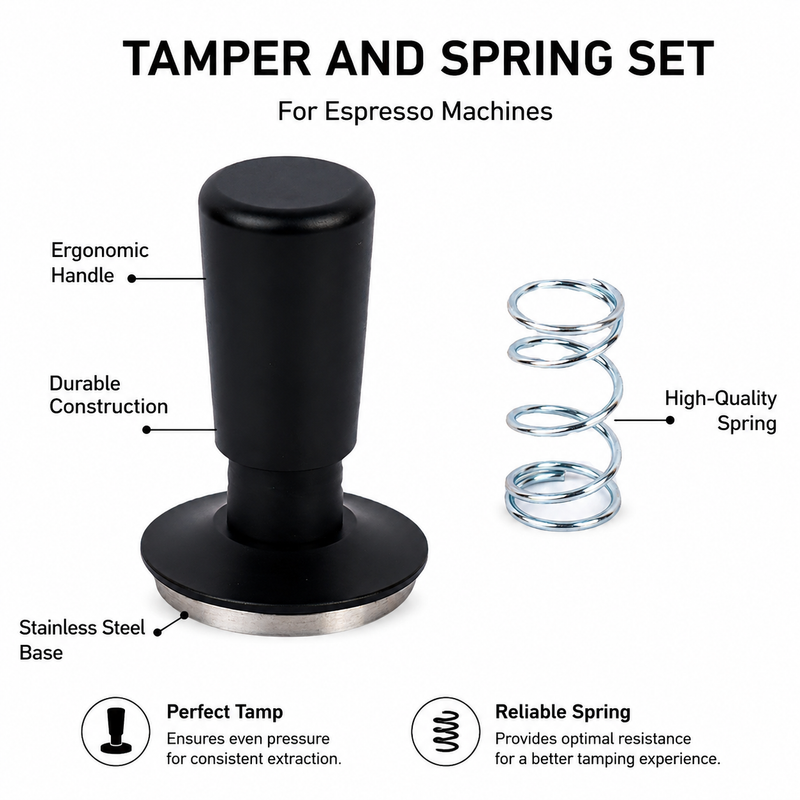 Spring-Loaded Espresso Tamper 49-58mm Stainless - base view 3