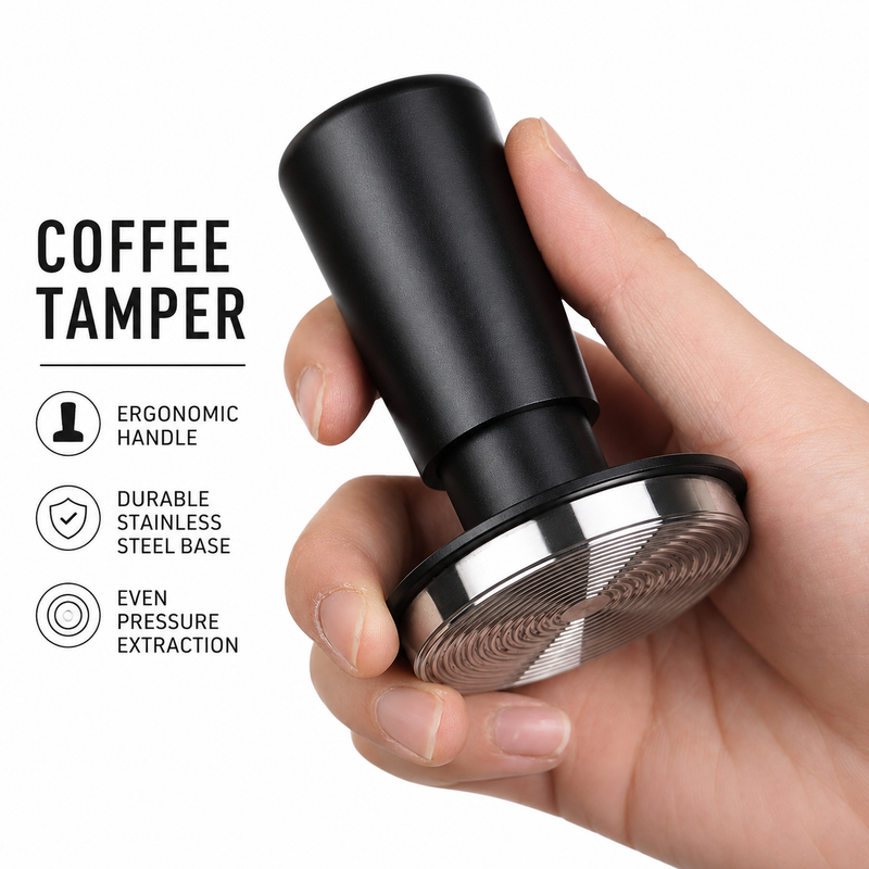 Spring-Loaded Espresso Tamper 49-58mm Stainless - detail view