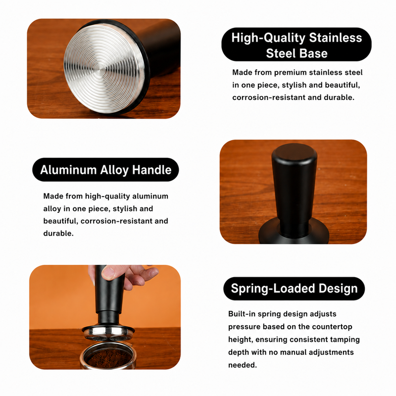 Spring-Loaded Espresso Tamper 49-58mm Stainless - detail view 5