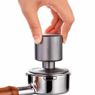 Tasseur à ressort pour espresso Yozcoffee 51/53/58 mm en acier inoxydable avec support, noir/argent/vert — photo du produit