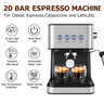Yozcoffee 20 bar espresso machine with auto shut off milk wand removable water tank and over temperature protection