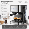 Yozcoffee professional espresso machine with 1050 watt motor removable water tank and compact stainless steel design