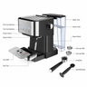 Yozcoffee stainless steel espresso machine parts including water tank steam wand filters portafilter drip tray and spoon tamper