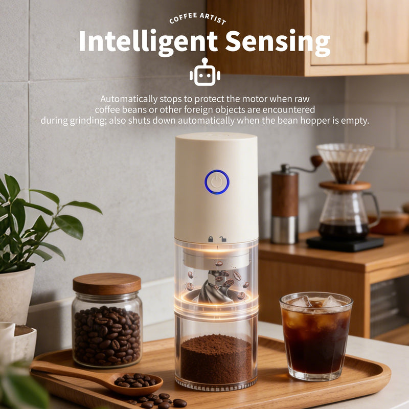 Electric Coffee Grinder 38-Step USB-C Rechargeable Ceramic: intelligent sensing