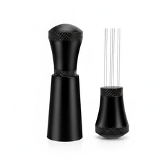 Outil de distribution WDT pour espresso Yozcoffee à 7 aiguilles en aluminium, argent/noir