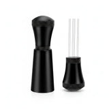 Outil de distribution WDT pour espresso Yozcoffee à 7 aiguilles en aluminium, argent/noir
