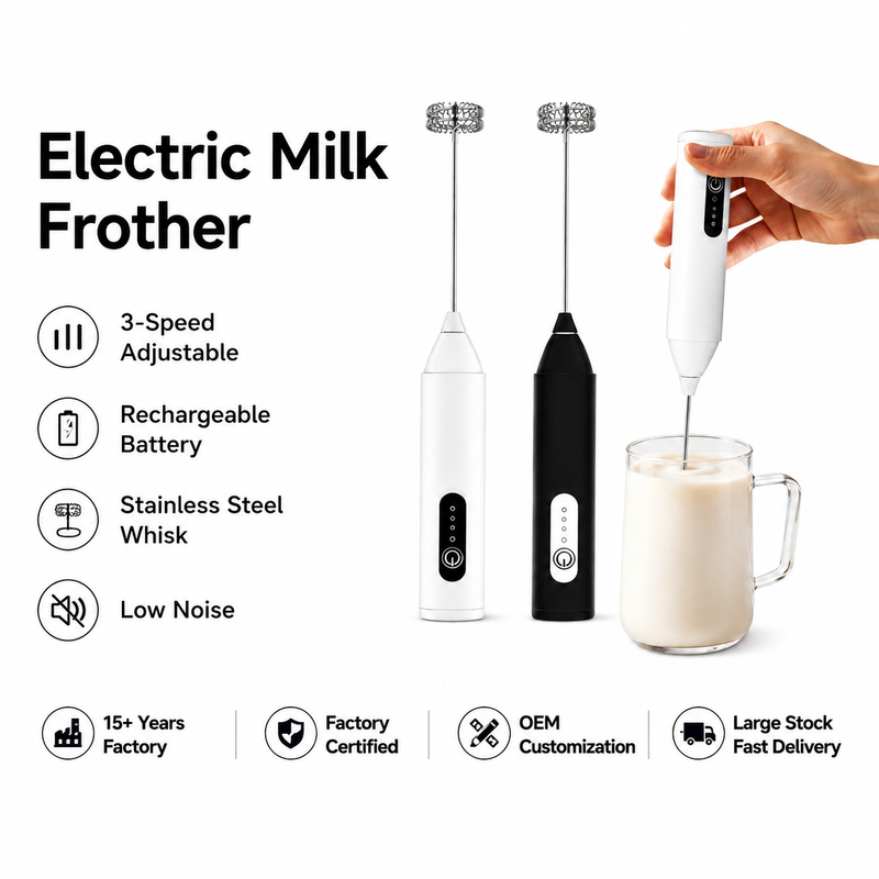 Rechargeable Electric Milk Frother, 3-Speed Whisk: features